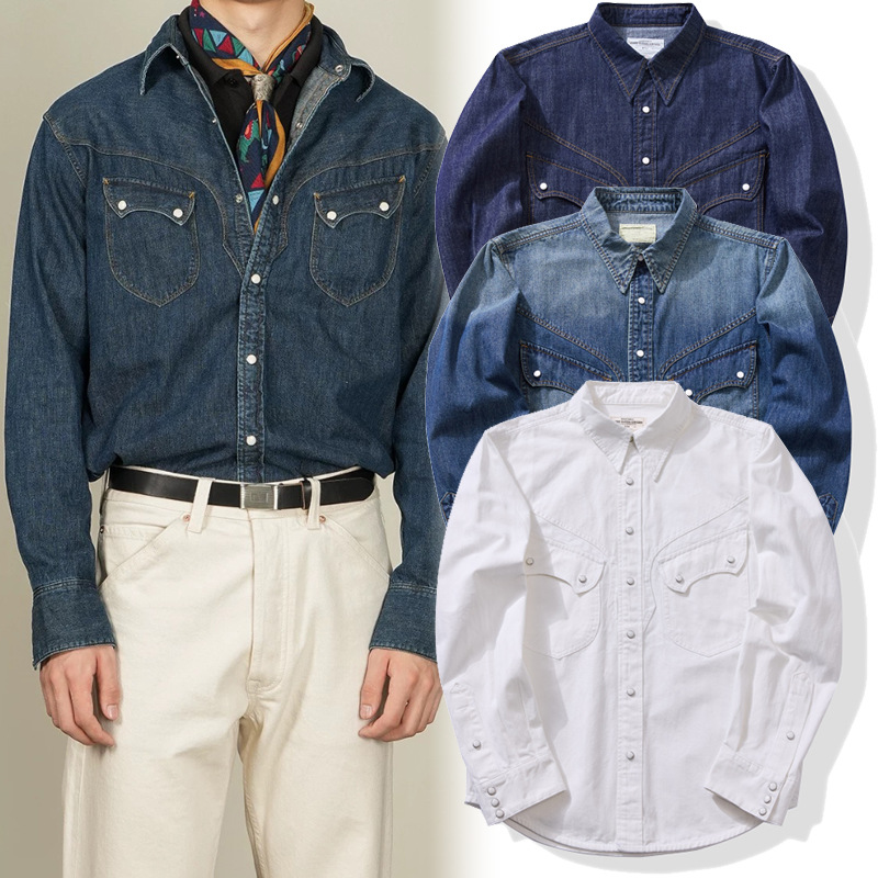 Camisa occidental American Vin - Mens Western Denim Pearl Snap Shirt reseña y precio