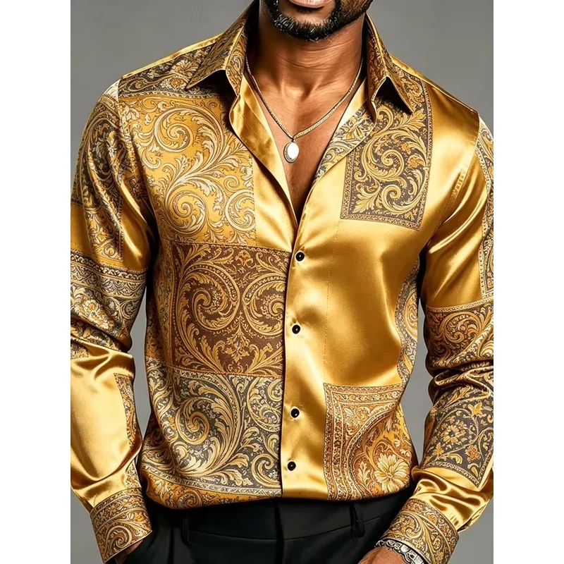 Camisas de Vestir para Hombre  - Mens Satin Silk Dress Shirt reseña y precio