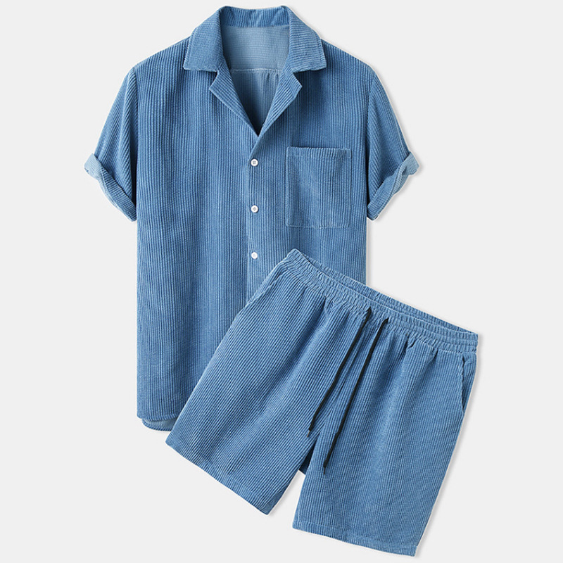 Conjunto de camisa y pantalone - Corduroy Button Up Shirt Men reseña y precio