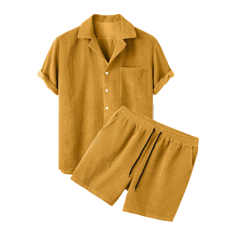 Conjunto de camisa y pantalone - Corduroy Button Up Shirt Men reseña y precio