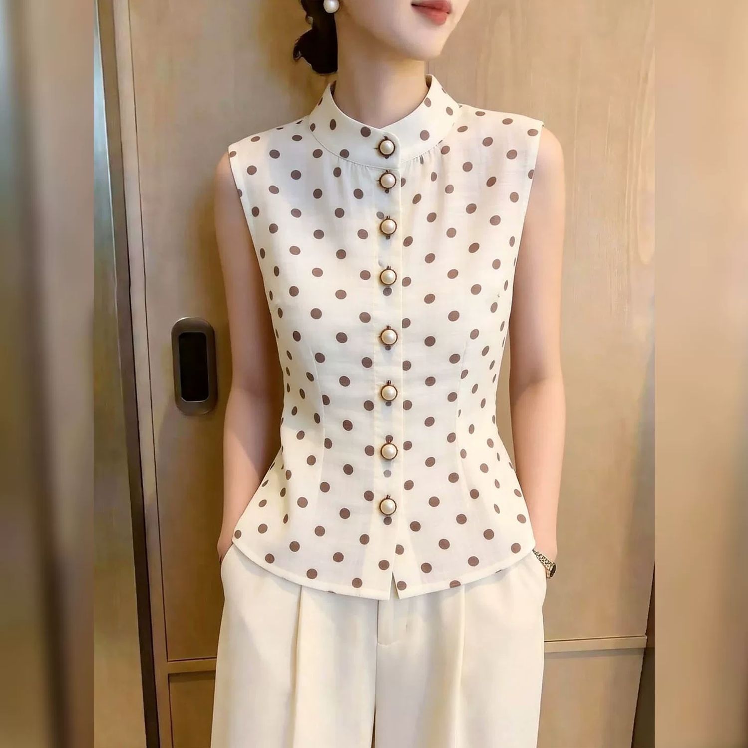 Blusa sin mangas con cuello ma - Mandarin Collar Formal Shirt Slim Fit reseña y precio