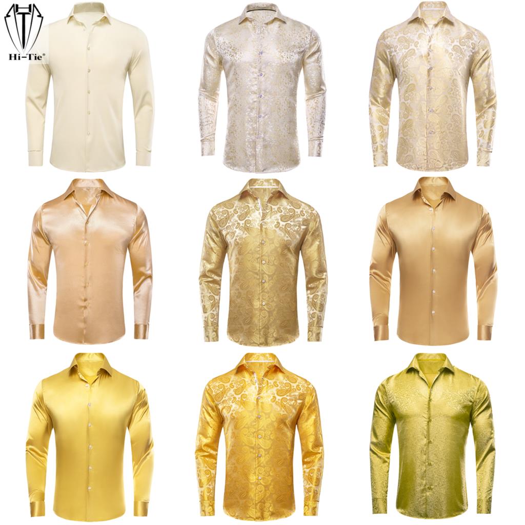 Hi-Tie camisa de seda para hom - Mens Satin Silk Dress Shirt reseña y precio