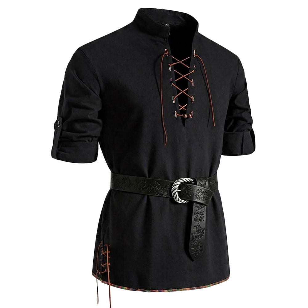 Camisa Vintage para Hombre de  - Medieval Gothic Lace Up Pirate Shirt reseña y precio