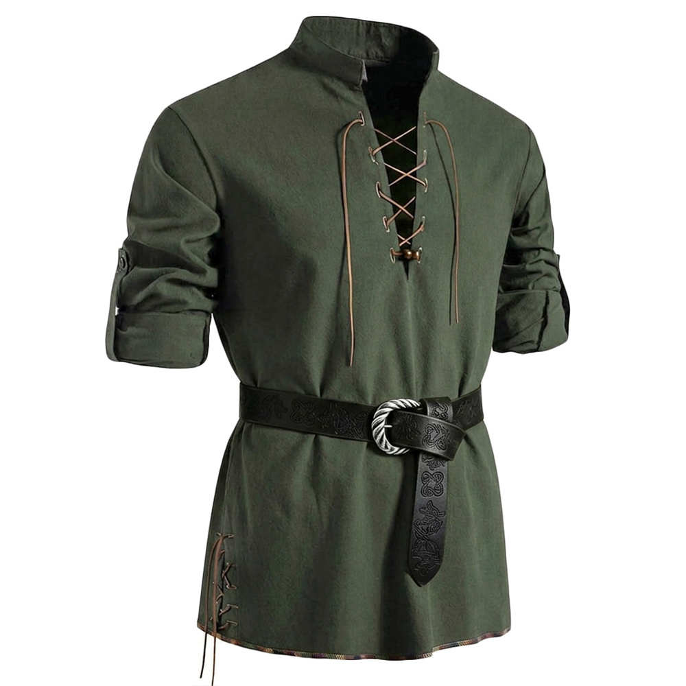 Camisa Vintage para Hombre de  - Medieval Gothic Lace Up Pirate Shirt reseña y precio