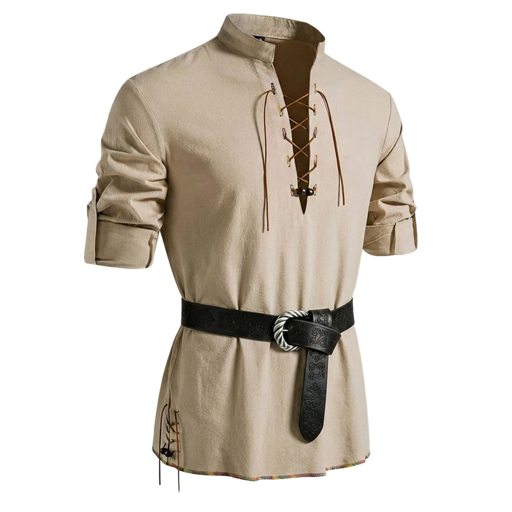 Camisa Vintage para Hombre de  - Medieval Gothic Lace Up Pirate Shirt reseña y precio