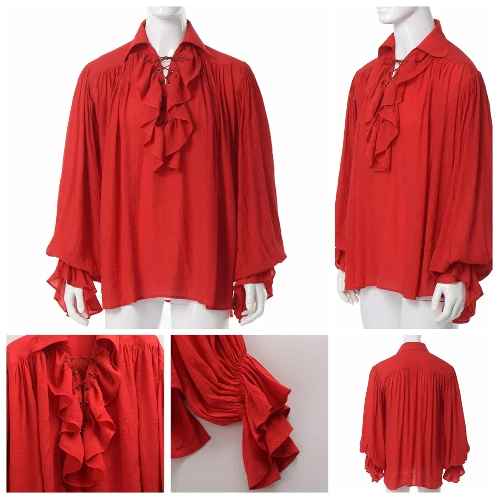 Camisa pirata para hombre, cam - Medieval Gothic Lace Up Pirate Shirt reseña y precio