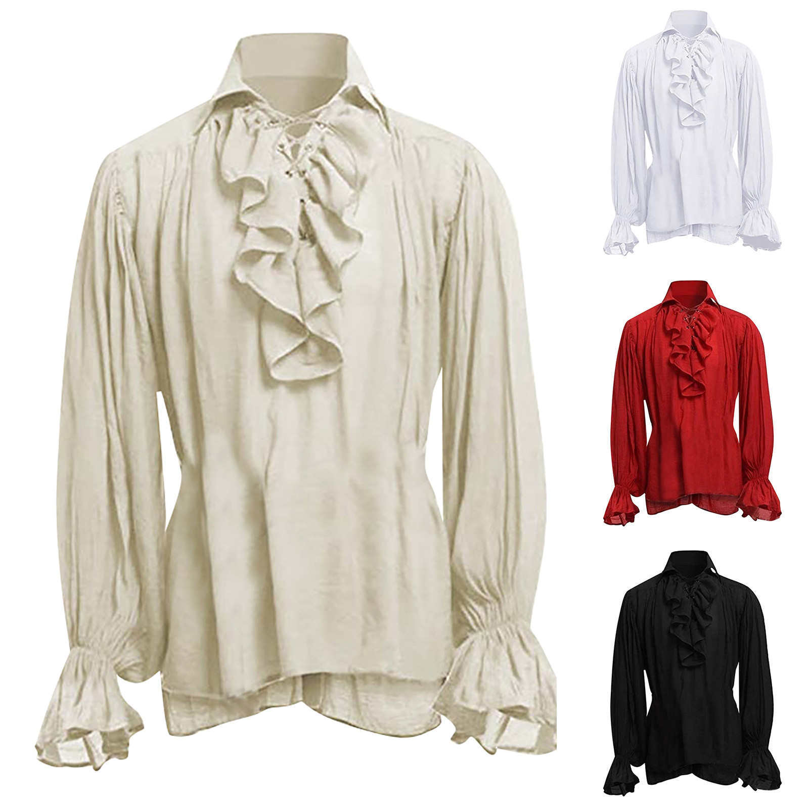Camisa pirata con cordones de  - Medieval Gothic Lace Up Pirate Shirt reseña y precio