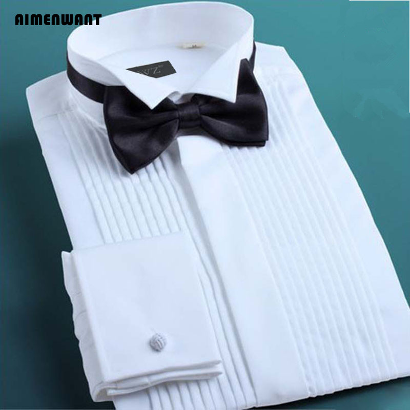 AIMENWANT-camisas de esmoquin  - Mandarin Collar Formal Shirt Slim Fit reseña y precio