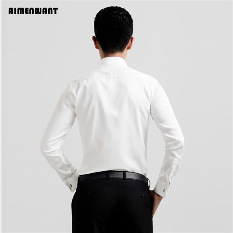 AIMENWANT-camisas de esmoquin  - Mandarin Collar Formal Shirt Slim Fit reseña y precio