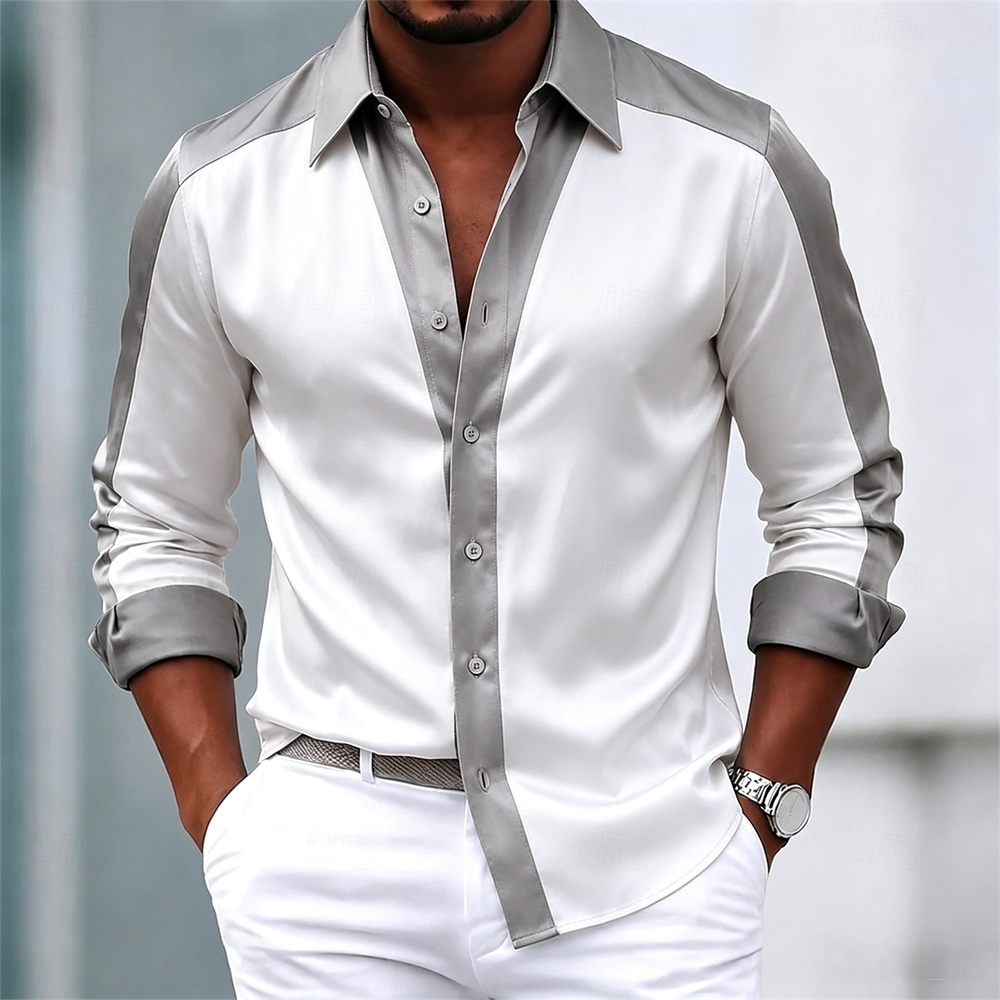 Camisa de satén para hombre, c - Mens Satin Silk Dress Shirt reseña y precio