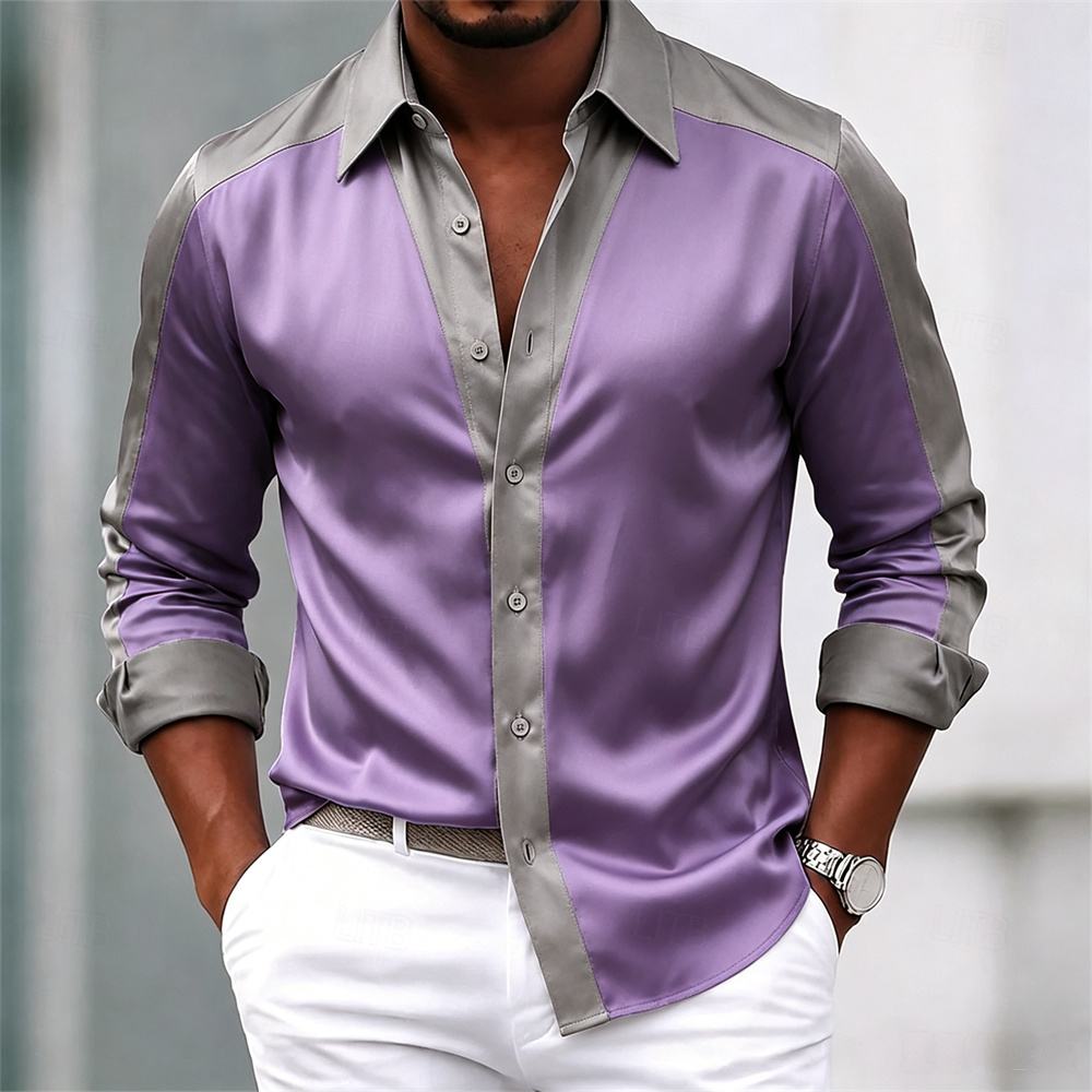 Camisa de satén para hombre, c - Mens Satin Silk Dress Shirt reseña y precio