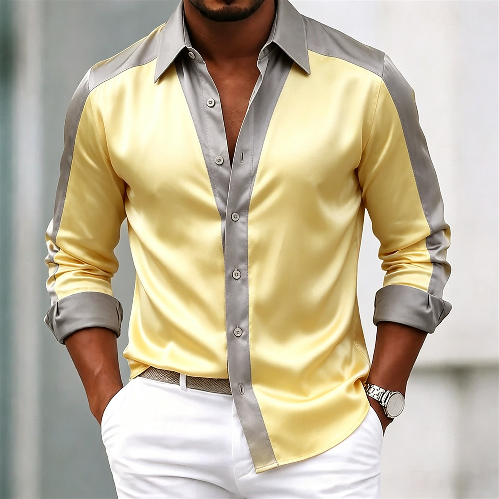 Camisa de satén para hombre, c - Mens Satin Silk Dress Shirt reseña y precio