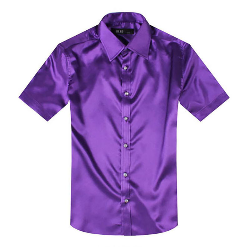 Camisa de vestir de satén de s - Mens Satin Silk Dress Shirt reseña y precio