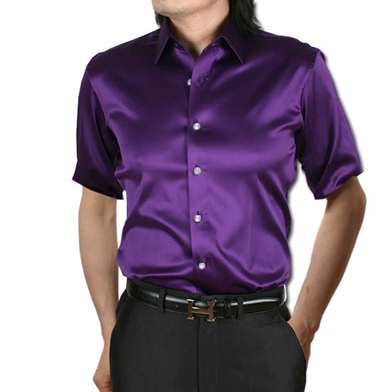 Camisa de vestir de satén de s - Mens Satin Silk Dress Shirt reseña y precio