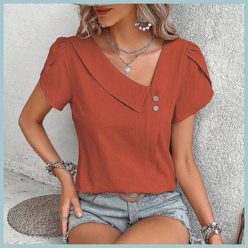 Blusa de Color Sólido Vintage  - Shirts reseña y precio