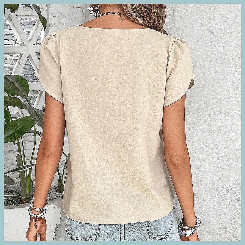 Blusa de Color Sólido Vintage  - Shirts reseña y precio