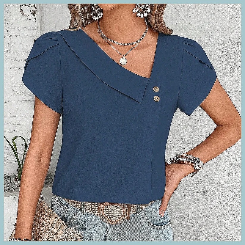 Blusa de Color Sólido Vintage  - Shirts reseña y precio