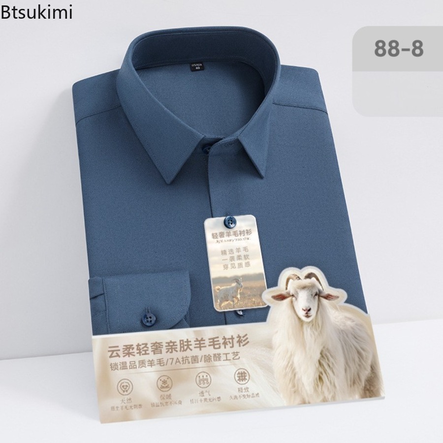 Nuevas camisas de manga larga  - Mandarin Collar Formal Shirt Slim Fit reseña y precio