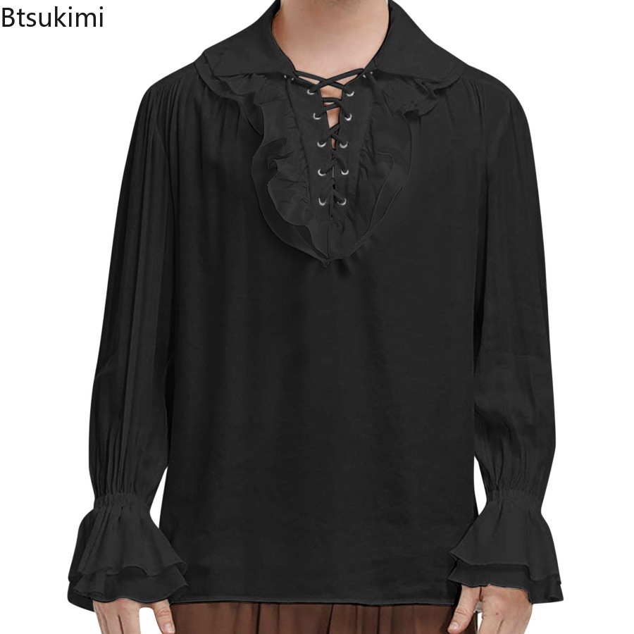 Camisa pirata medieval renacen - Medieval Gothic Lace Up Pirate Shirt reseña y precio