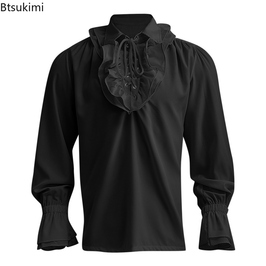 Camisa pirata medieval renacen - Medieval Gothic Lace Up Pirate Shirt reseña y precio