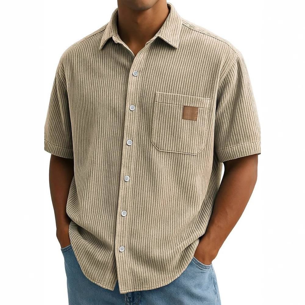 Camisa de manga corta de pana  - Corduroy Button Up Shirt Men reseña y precio